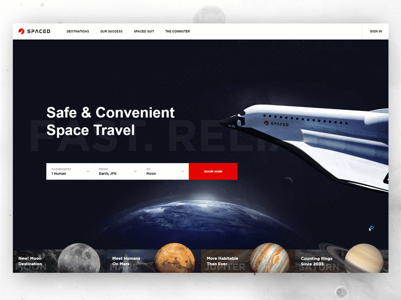 SPACED Experience animation booking flow spaced spacedchallenge spacex travel ui ux webflow