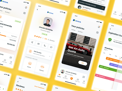 Insurance agency mobile app app business figma insurance ios app iphone x policy product design profile timeline ui