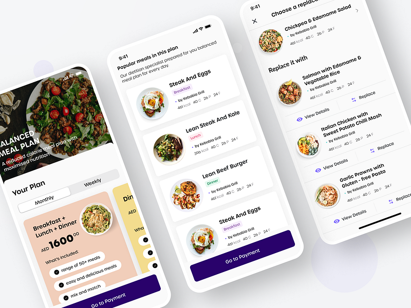 Food delivery app - meal plan page by Excited on Dribbble