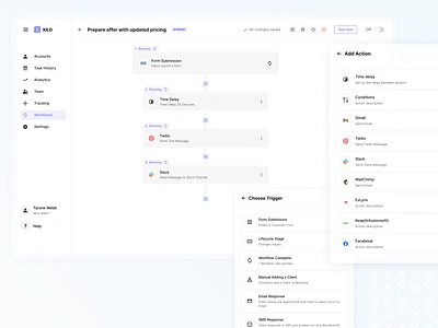 Automation builder UI action app automation figma flow ui insurance product design responsive web trigger ui web app workflow