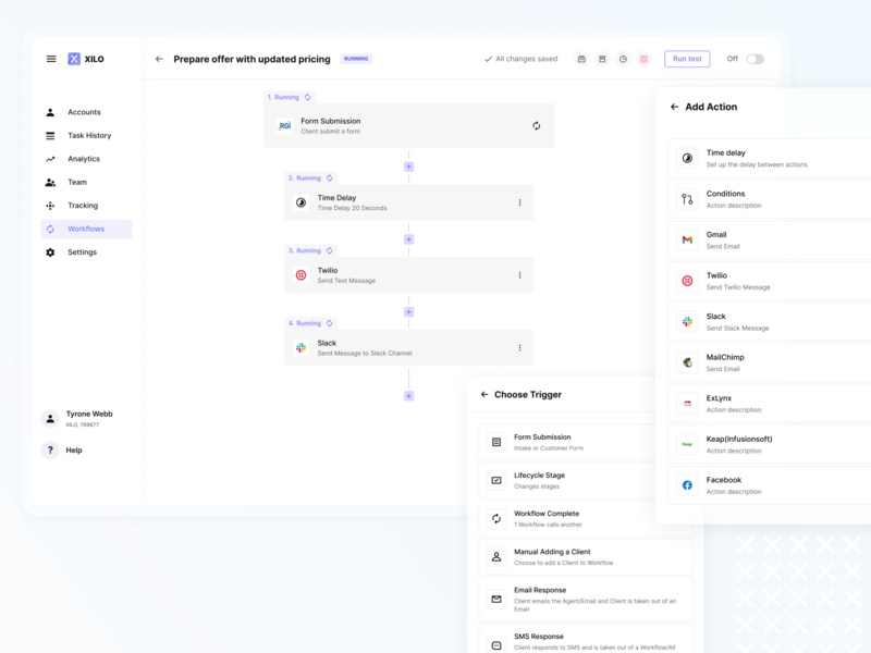 Automation builder UI action app automation figma flow ui insurance product design responsive web trigger ui web app workflow