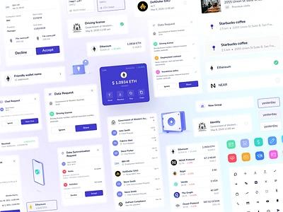 Blockchain service's design system app blockchain crypto design system eth figma illustrations ios app product design ui ui kit web app