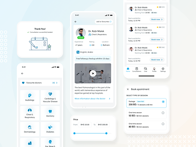Doctori – telemedicine app app booking design figma filter healthcare ios app iphone x list minimalistic mobile product design profile search slider ui ux animation