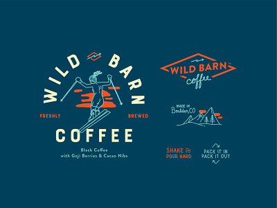 Wild Barn Coffee blobs brand branding coffee cold brew illustration naked nitro skiing