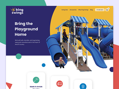 King Swings fun design homepage kids swing sets web design wip