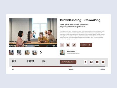 Daily UI 032 - Crowdfunding Campaign adobe xd adobexd campaign clean conception ux daily daily 100 challenge daily ui dailyui dailyui032 dailyuichallenge ui uiux ux