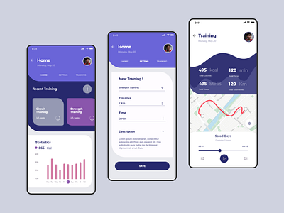 Mobile application - Training & Fitness application clean design mobile mobile ui training ux