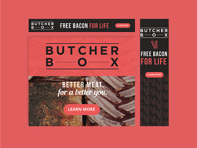 Banner Ads / Butcher Box ads banner ads branding butcher ecommerce ads logo matte black pink salmon ui user interface