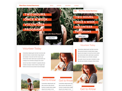 Web to Mobile Layout Animal Sanctuary