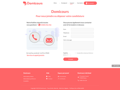 Domicoours Contact adobe xd webdesign