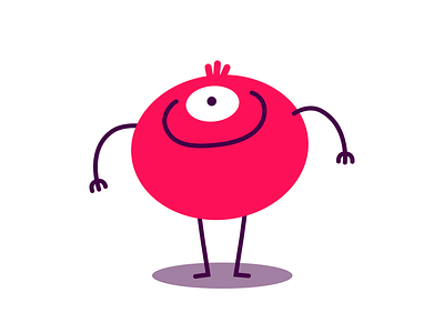 Little creature cartoon character creature flat little red small vector