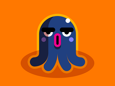 Bored Octopus character cute flat octopus vector