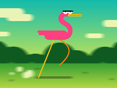 Running Flamingo bird character cute flamingo flat vector