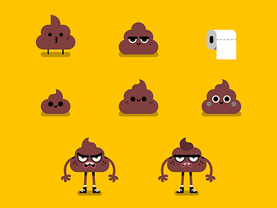 Cute Poopies character cute flat poo vector