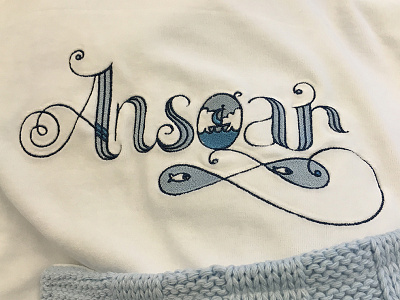 Embroidered name blanky embroidery lettering name