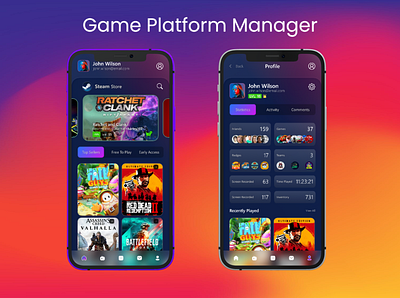 Game Platforms Manager App adobe adobe xd mobile app ui ui ux