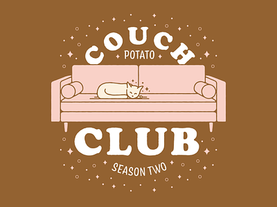 Couch Potato Club cat couch covid covid19 cozy home illustration kitten lettering art living room vector