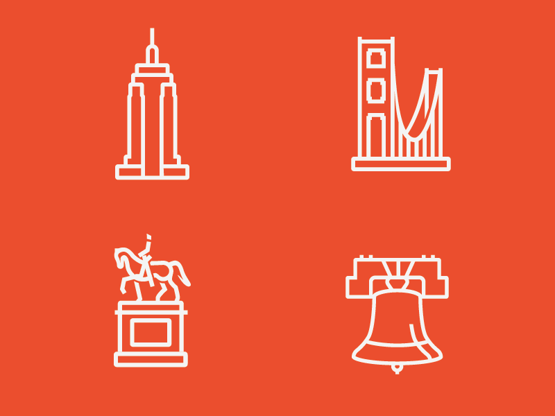 City Icons bay area boston city icons nyc philadelphia simple usa vector