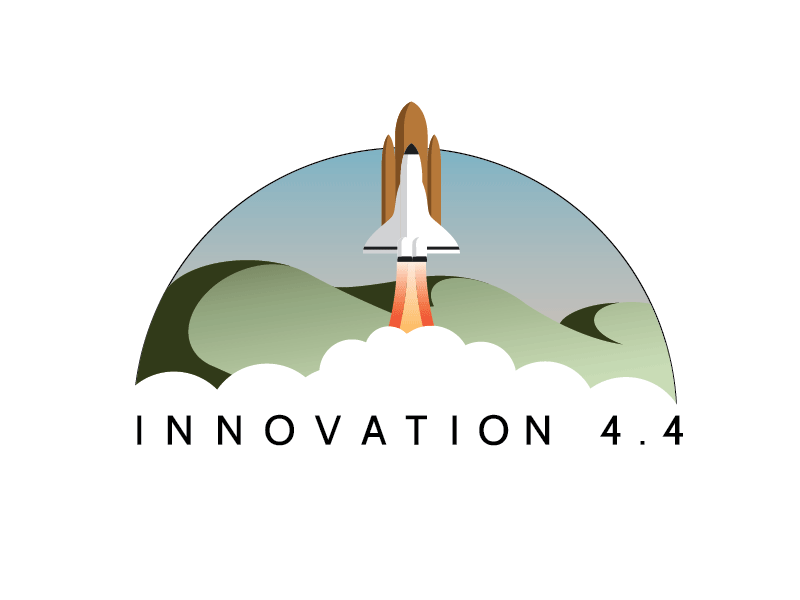 Innovation 4.4 Logo landscape logo nasa rocket sky space spaceship startup