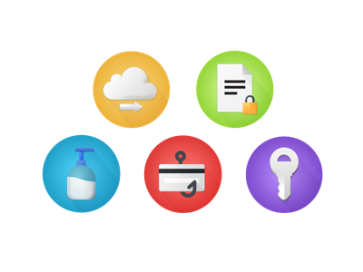 Security Icon Set cloud credit card data gradient icon key lock padlock phishing security soap