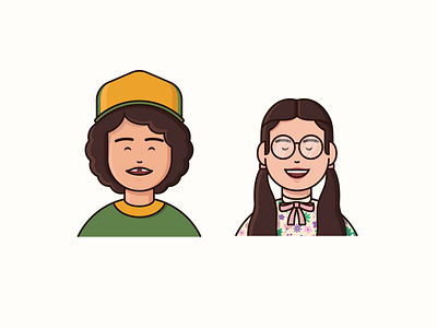 Dustin and Suzie boy couple face girl girlfriend guy hat icon pack icons netflix pattern portrait simple stranger things