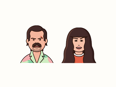 Hopper and Joyce ho cute hopper icons joyce man minimal netflix pattern portrait stranger things strangerthings woman