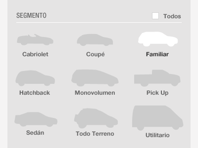 Wireframe - Search by segment cars icons wireframe