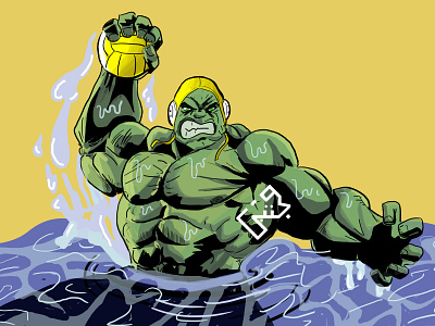 HULK SPLASH! animation design flat hulk hulk smash hulkbuster illustration marvel marvelcomics swimming vector water polo