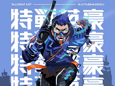 Yoru Valorant anime character flat graphic design il illustration japanese riotgames running valorant vector