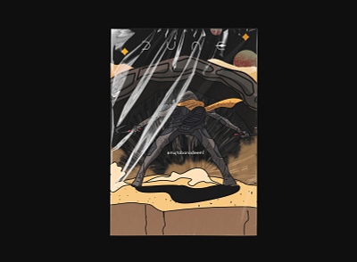 Fremen vs Worm, Dune animation arrakis book cover art design dune flat fremen illustration novel warrior worm
