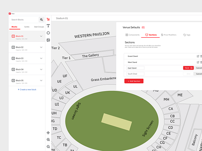 Stadium Seating Layout Builder product design seating layout stadium builder ui ux design