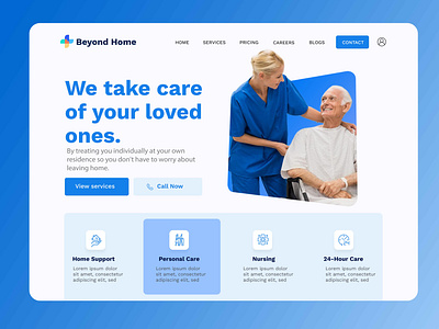 Beyond Family - Nursing Care healthcare heuristic evaluation landing page nursing nursing home ux design webflow website design
