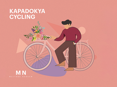 Kapadokya Cycling animation boy cycle cycles cycling cyclist design flat flower illustration sweater turkey vector
