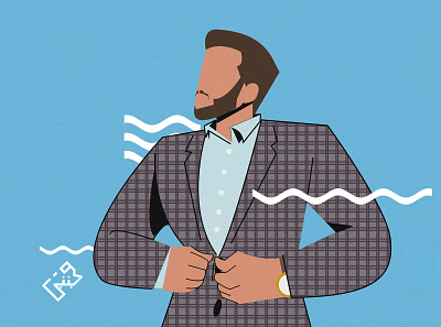 Checkered Suit animation axe beard boy classy debonair debut design entrepreneur flashy flat handsome illustration man suit vector watch