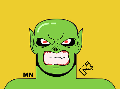 Goblin animation design flat goblin green illustration monster pakistan pakistani red eyes slime teeth ugly vector yellow