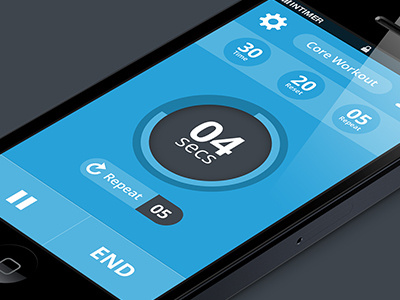 Interval timer app app blue counter flat interface iphone minimal mobile phone simple timer ui