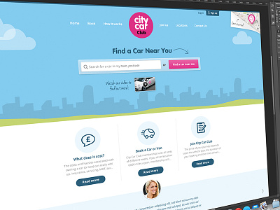 Homepage design blue button car design homepage photoshop search testimonial ui video web website