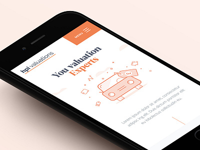 Mobile screen app car illustration iphone menu mobile orange typography ui ux website