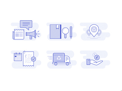 Service icons blue design icons illustration line recycle ui web
