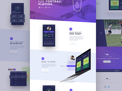 Product page buttons data football graph icons landing page sport ui ux website