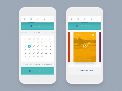 Golf booking App app booking button calendar golf iphone mobile sport ui ux