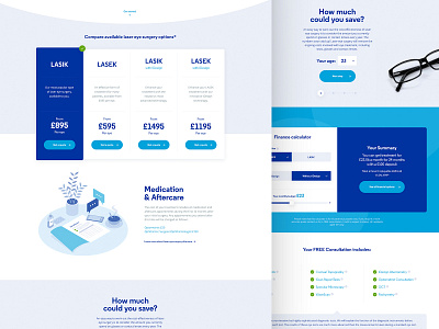 Pricing page blue buttons design illustration isometric opticians pricing slider ui ux website