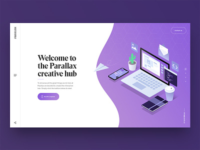 Landing page buttons homepage illustration isometric landing page navigation purple ui ux website