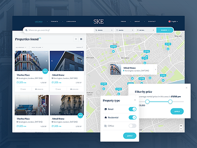 Property finder design filter map property real estate search ui ux website