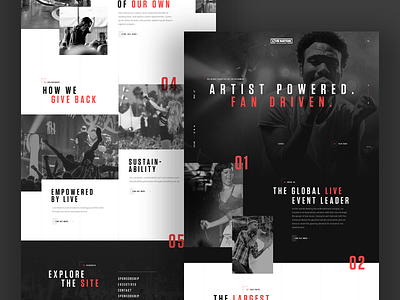 Landing page design home landing page music navigation red typography ui ux website