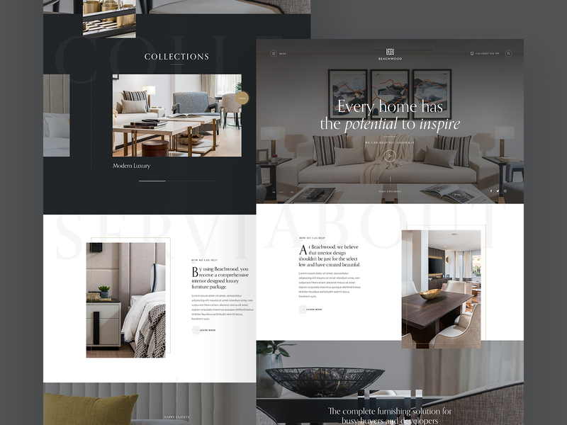 Interior design landing page by Louis Saville on Dribbble
