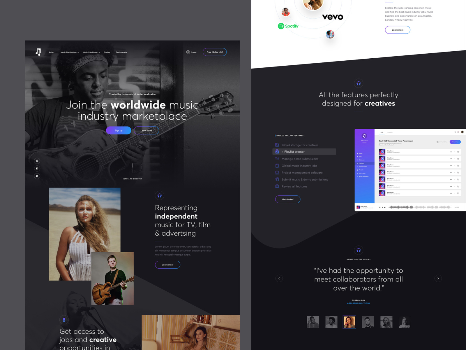 Music Landing page by Louis Saville on Dribbble