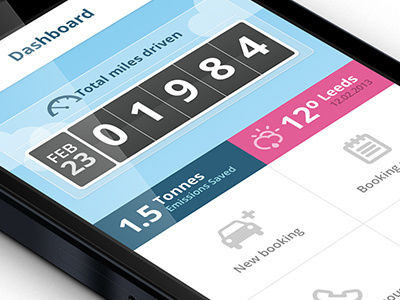 Car booking App app blue booking car clock counter date interface iphone leeds minimal mobile phone pink simple ui