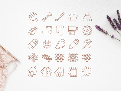 Vector Icons Set adobe illustrator contour knitting linear symbol vector icons