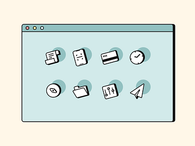 A set of retro icons icon ui web